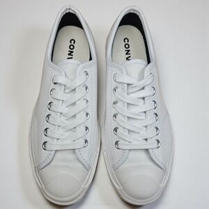 Converse Jack Purcell White Leather Sneakers Women 4.5 Lace Up Low Top Wedge